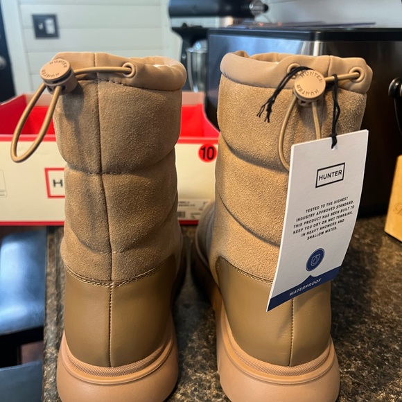 New Hunter Women’s Maribel Lug Sole Insulated Waterproof Snow Booties Boots Tan - Picture 4 of 15